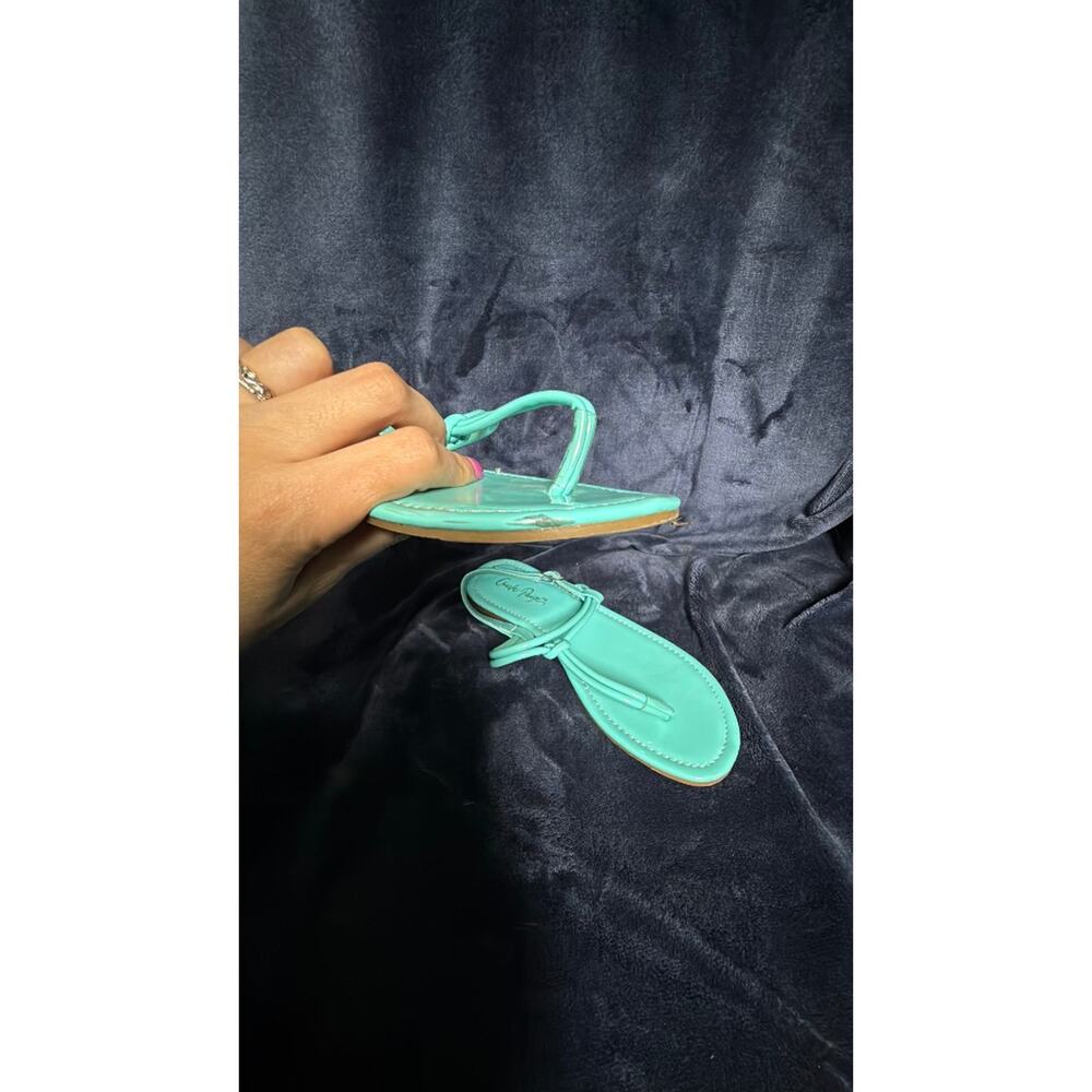 Charlie Paige Teal/Green Strappy Thong Sandals - Picture 5 of 6